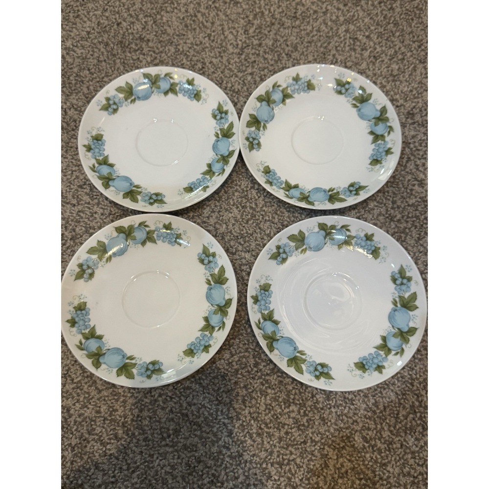 Noritake Cook N Serve‎ Blue Orchard 6" Small Saucer Plate Set of 4